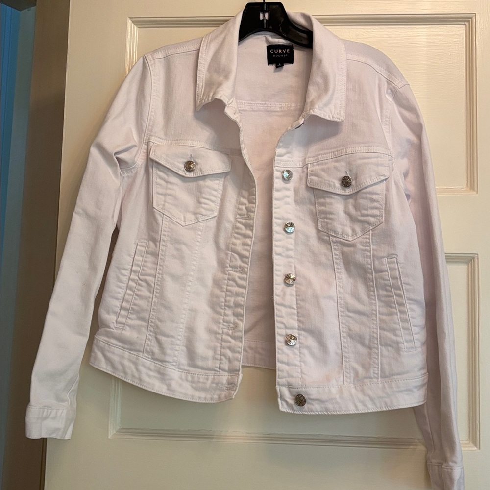Curve Appeal Classic‎ White Denim Jacket Size Large